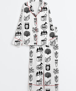 Women's 90s Rock Icons Grunge Style Retro Music Rock Band Print Long Sleeve Satin Pajama Set