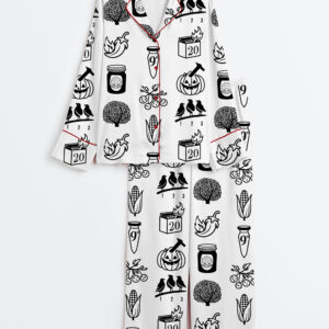 Women's 90s Rock Icons Grunge Style Retro Music Rock Band Print Long Sleeve Satin Pajama Set