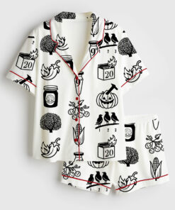 Women's 90s Rock Icons Grunge Style Retro Music Rock Band Print Short Sleeve Satin Pajama Set