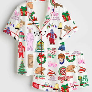 Womenâ€™s A Christmas Story Movie Short Sleeve Satin Pajama Set