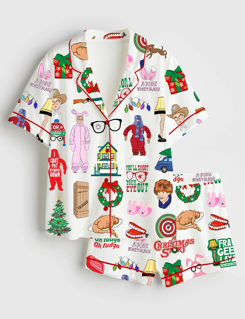 Women's A Christmas Story Movie Short Sleeve Satin Pajama Set