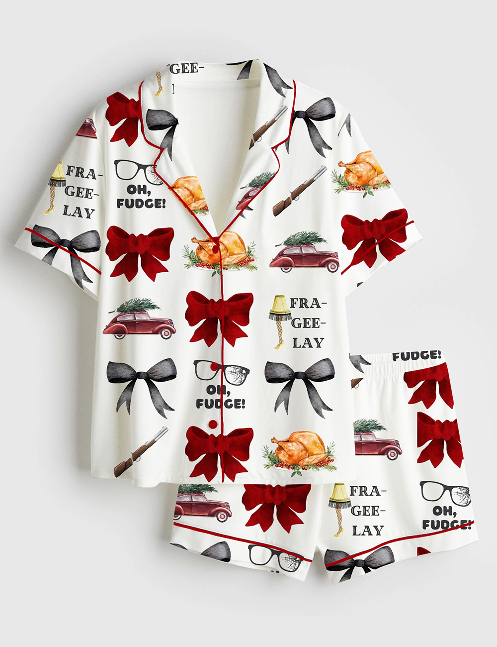 Women's A Christmas Story Movie Short Sleeve Satin Pajamas Set