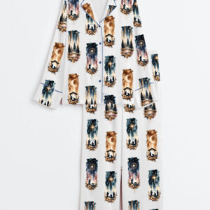 Womenâ€™s A Savior Is Born Christmas Bow Nativity Christian Manger Jesus Birth Long Sleeve Satin Pajama Set