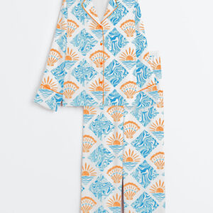 Women's A Trip To The BeachÂ Long Sleeve Satin Pajama Set