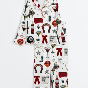 Womenâ€™s Admit Nothing Western Cowboy Long Sleeve Satin Pajama Set