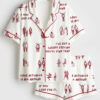 Womenâ€™s Aesthetic Love Actually Is All Around Tiny Humans Walking Print Short Sleeve Satin Pajama Set