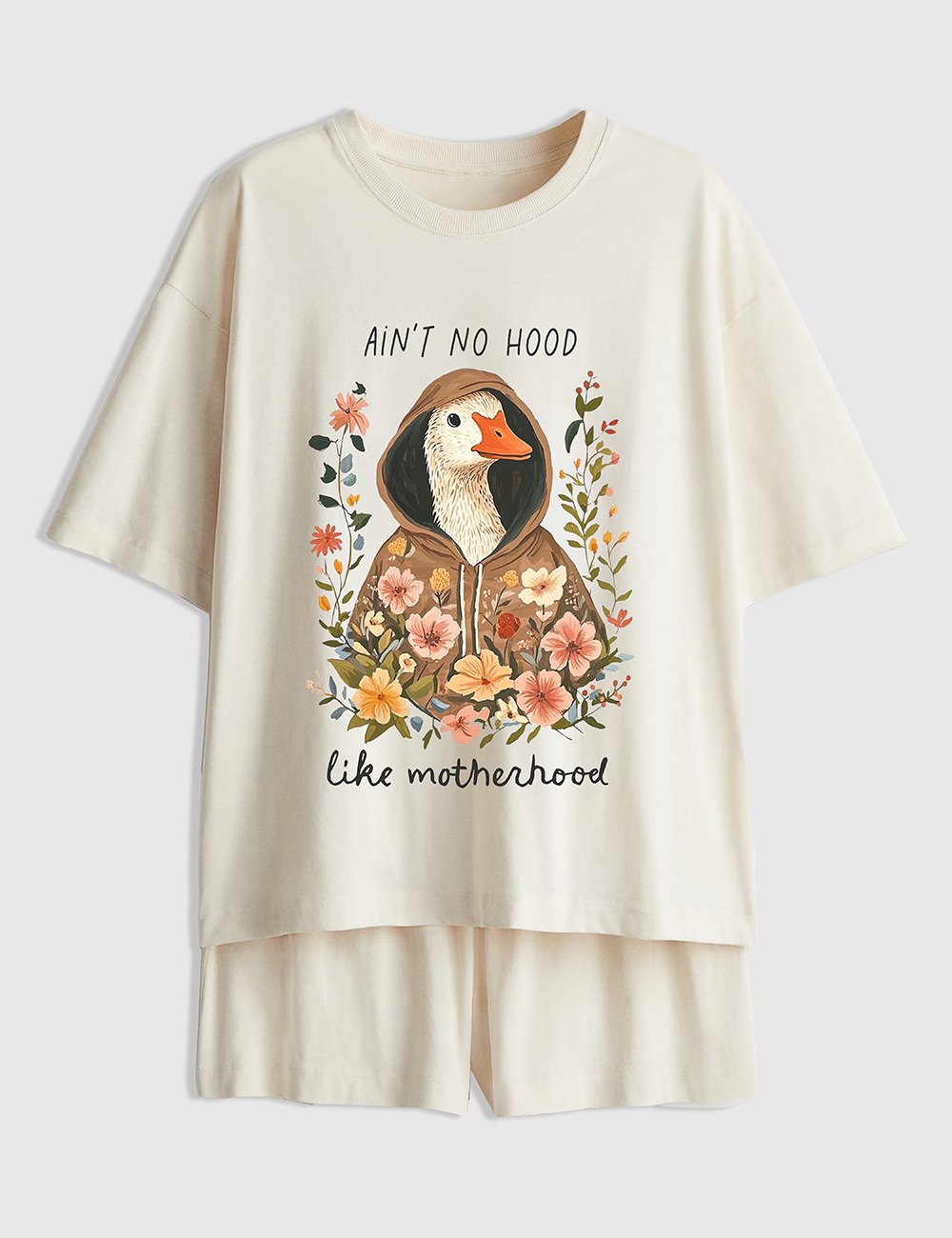 Womenâ€™s Ain't No Hood Like Motherhood Mother's Day Short Sleeve Pajama Set