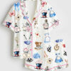 Womenâ€™s Alice In Wonderland Teapot Dress Mad Hatter Hat Tea Party Short Sleeve Satin Pajama Set