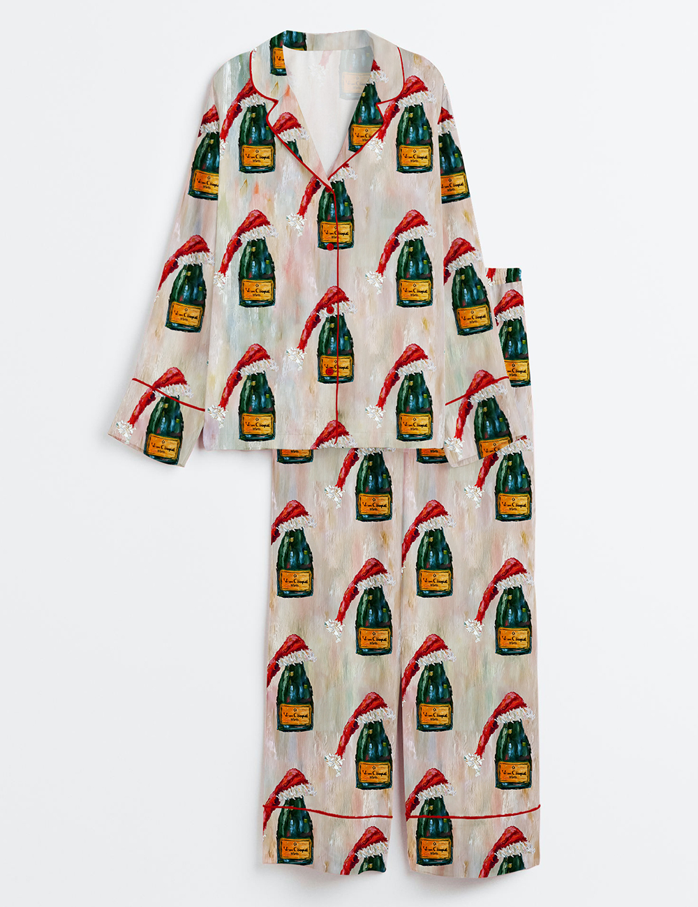 Women's All I Want For Christmas Is Veuve Christmas Champagne Long Sleeve Satin Pajamas Set