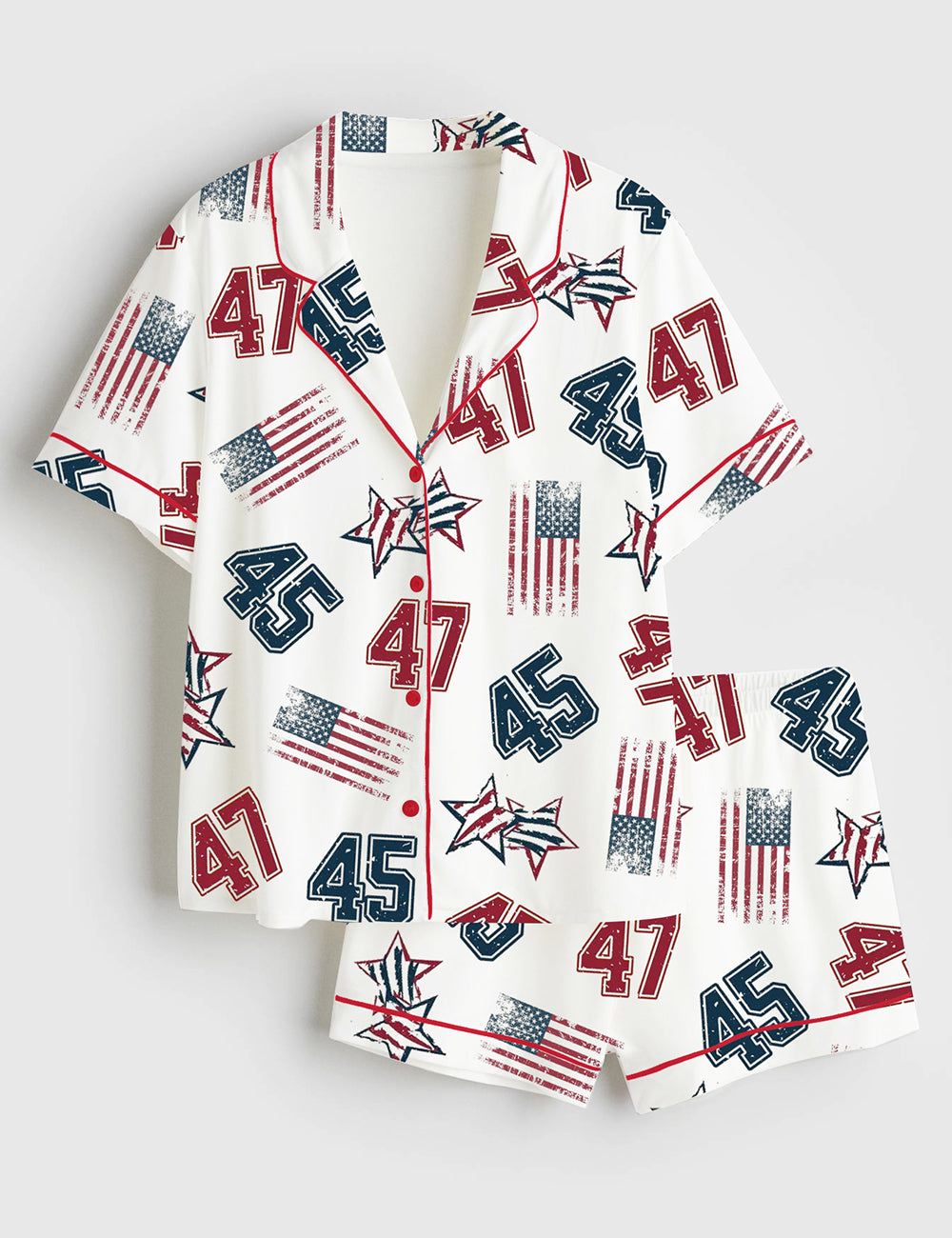 Women's America 45 47 Short Sleeve Satin Pajama Set