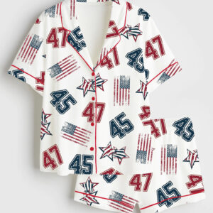 Women's America 45 47 Short Sleeve Satin Pajamas Set