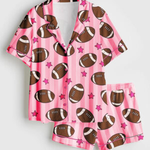 Women's American Football Short Sleeve Satin Pajamas Set