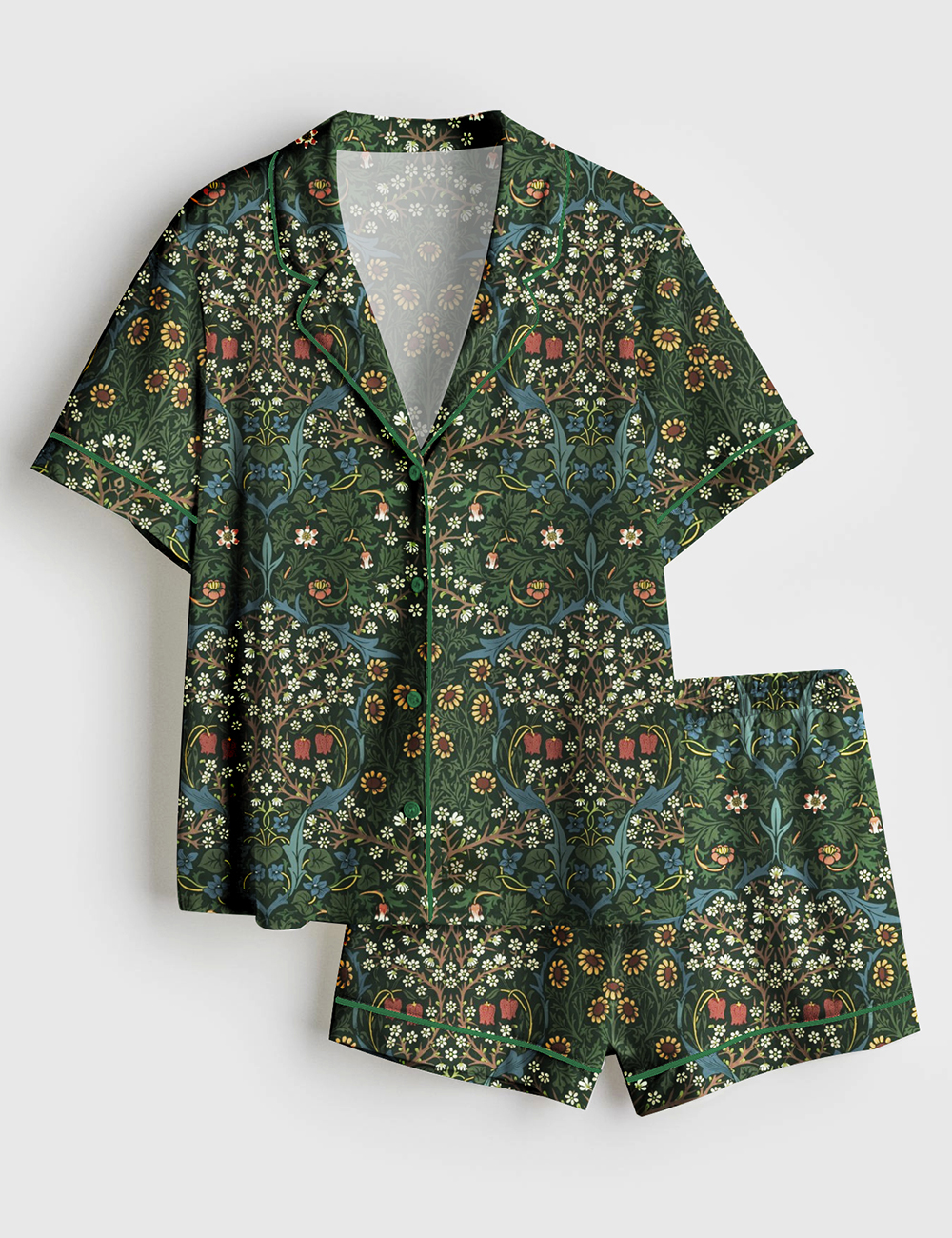 Womenâ€™s Antique Colors Sunflowers Plant Lover Gardening Print Short Sleeve Satin Pajama Set