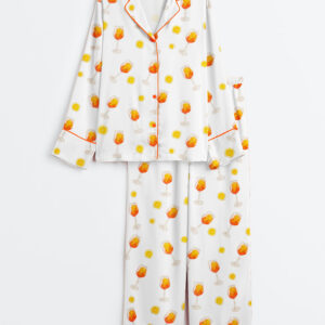 Women's Apawrol Spritz Aperol Spritz Trio Orange Drinks Bottle Wine Long Sleeve Satin Pajama Set