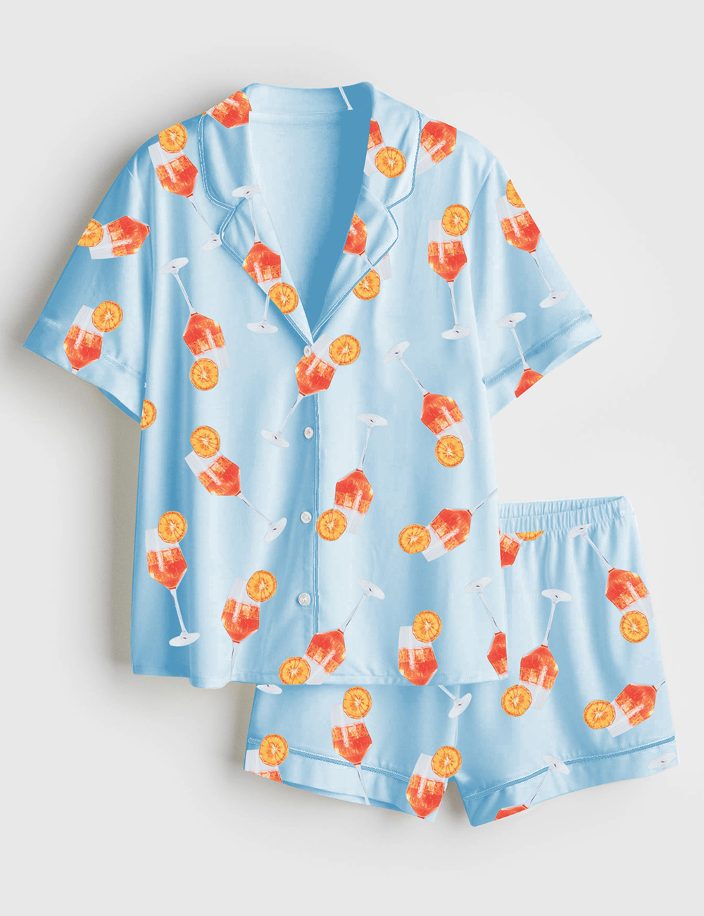 Womenâ€™s Aperol Spritz Cocktail Short Sleeve Satin Pajama Set