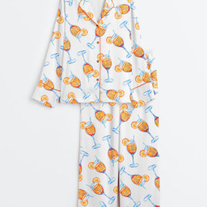 Women's Aperol Spritz Trio Watercolor Long Sleeve Satin Pajama Set