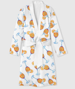 Women's Aperol Spritz Trio Watercolor Satin Bathrobe