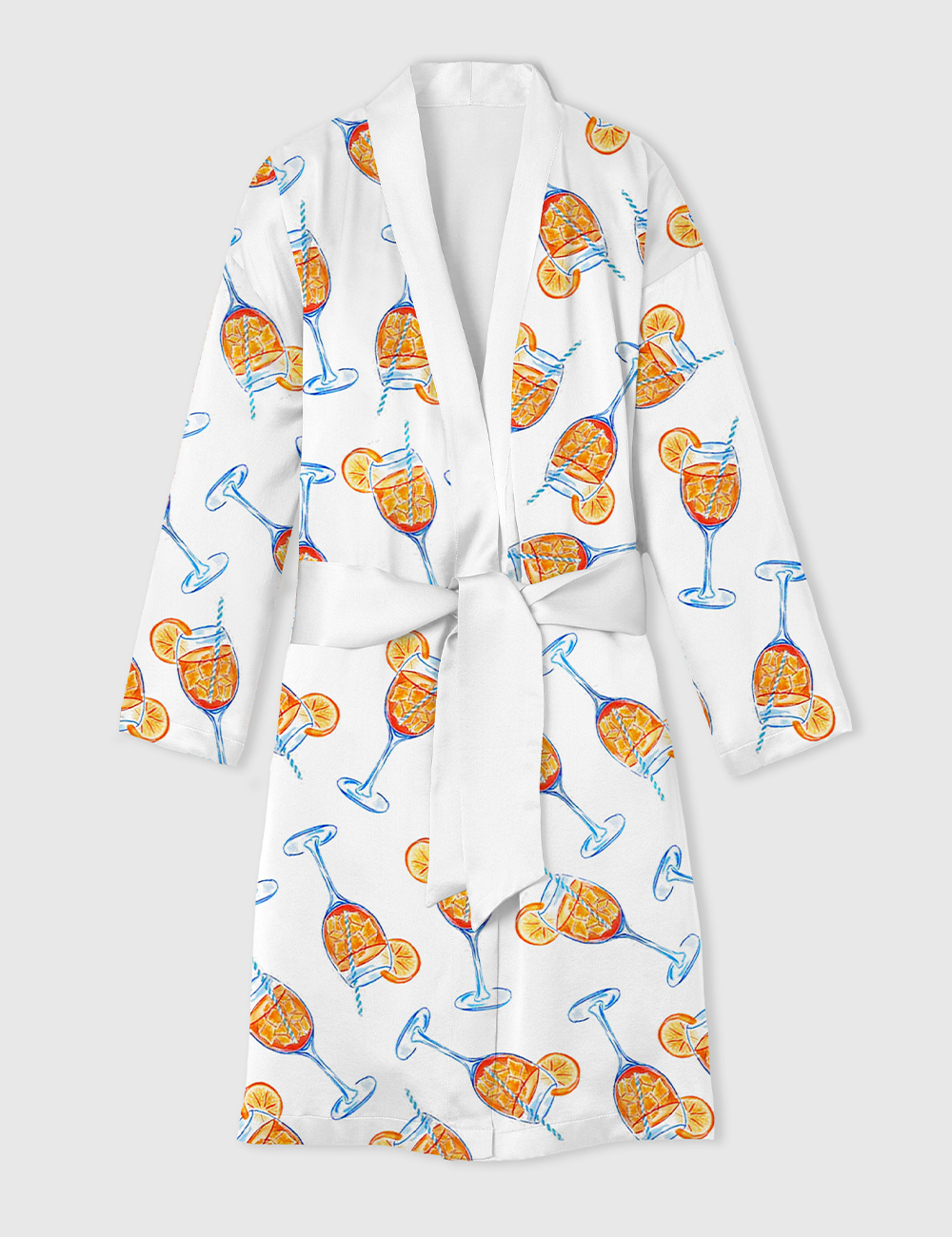 Women's Aperol Spritz Trio Watercolor Satin Bathrobe