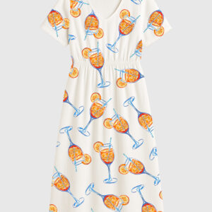Women's Aperol Spritz Trio Watercolor Short Sleeve Dress