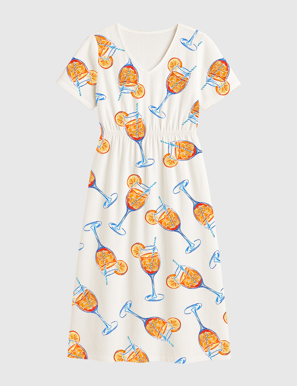 Women's Aperol Spritz Trio Watercolor Short Sleeve Dress