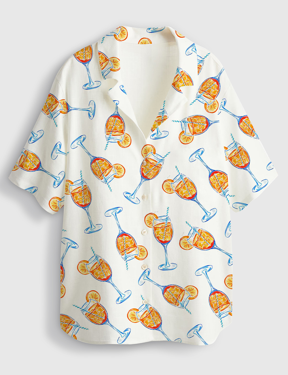 Womenâ€™s Aperol Spritz Trio Watercolor Short Sleeve Linen Blend Hawaiian Shirt