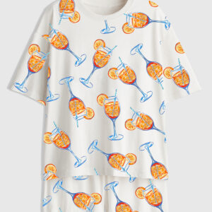 Women's Aperol Spritz Trio Watercolor Short Sleeve Pajama Set