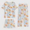 Women's Aperol Spritz Trio Watercolor Short Sleeve Three Piece Pajama Set