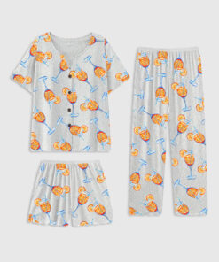 Women's Aperol Spritz Trio Watercolor Short Sleeve Three Piece Pajama Set