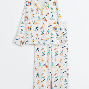 Women's Apres Ski Mountain Lover Girls Ski Trip Long Sleeve Satin Pajama Set