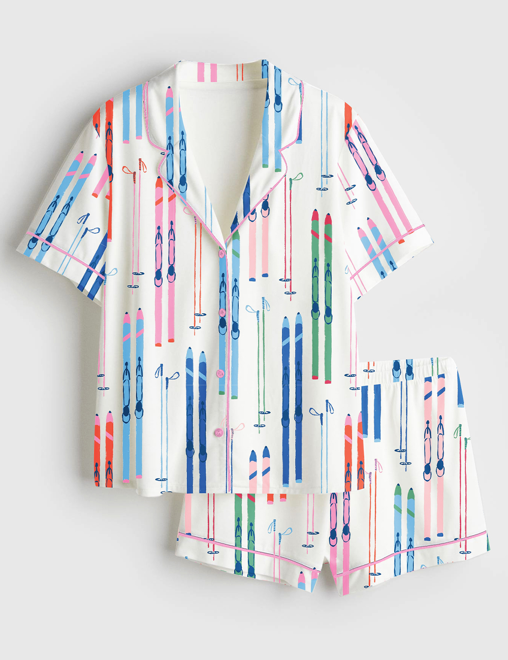 Women's Apres Ski Short Sleeve Satin Pajama Set