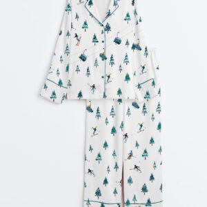 Women's AprÃ¨s Ski Mountains Long Sleeve Satin Pajama Set