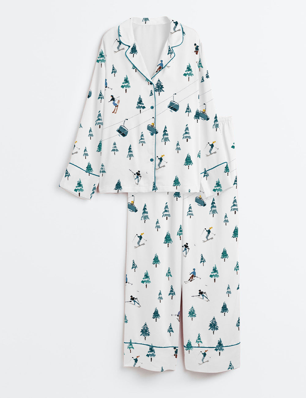 Women's AprÃ¨s Ski Mountains Long Sleeve Satin Pajama Set