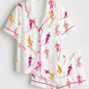 Women's AprÃ¨s Ski Short Sleeve Satin Pajama Set