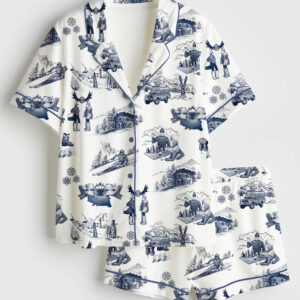 Women's AprÃ¨s Ski Short Sleeve Satin Pajama Set