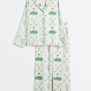 Women's Augusta Masters Golf TournamentÃ‚Â Golf Print Long Sleeve Satin Pajamas Set