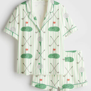 Womenâ€™s Augusta Masters Golf TournamentÂ Golf Print Short Sleeve Satin Pajama Set