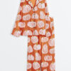 Womenâ€™s Autumn Pumpkins Patch Fall Long Sleeve Satin Pajama Set