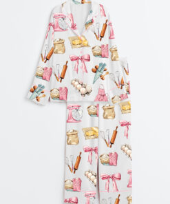 Women's Baking Coquette Baker Long Sleeve Satin Pajama Set