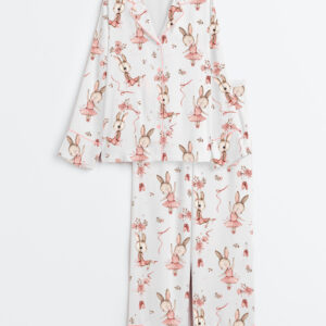 Women's Ballerina Bunny Long Sleeve Satin Pajama Set