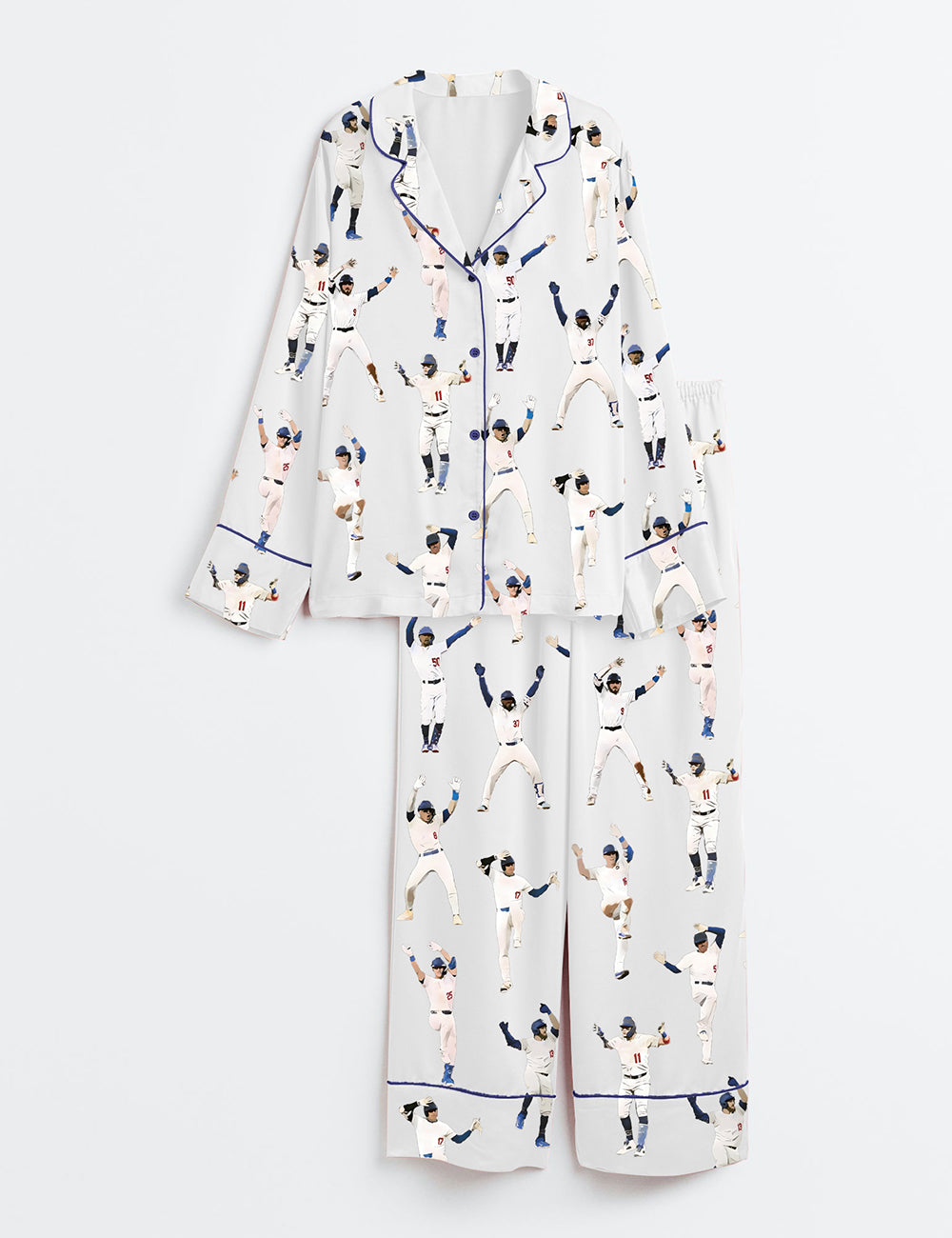 Women's Baseball League Long Sleeve Satin Pajama Set