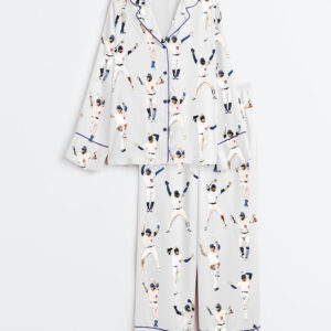 Women's Baseball League Long Sleeve Satin Pajama Set