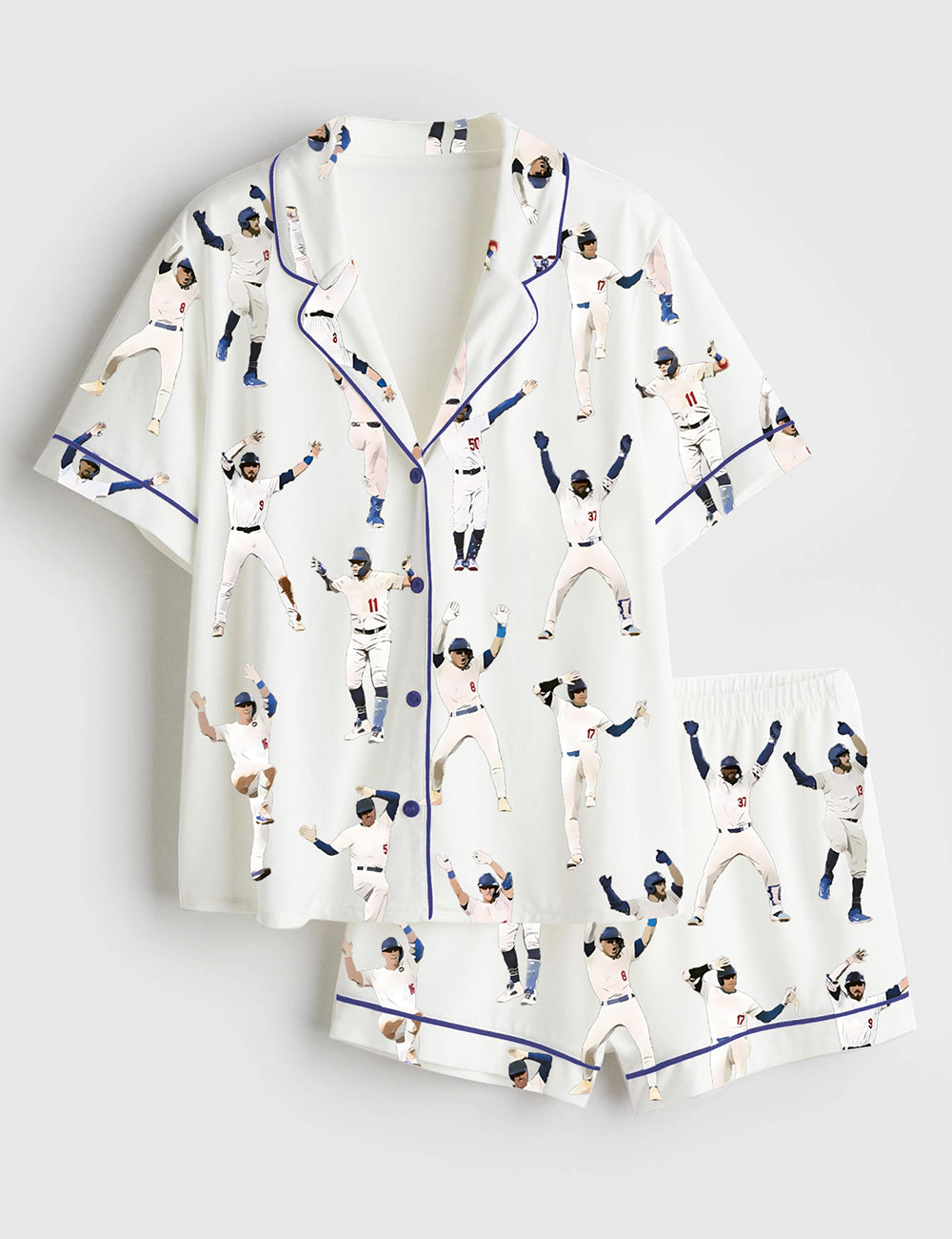 Women's Baseball League Short Sleeve Satin Pajama Set