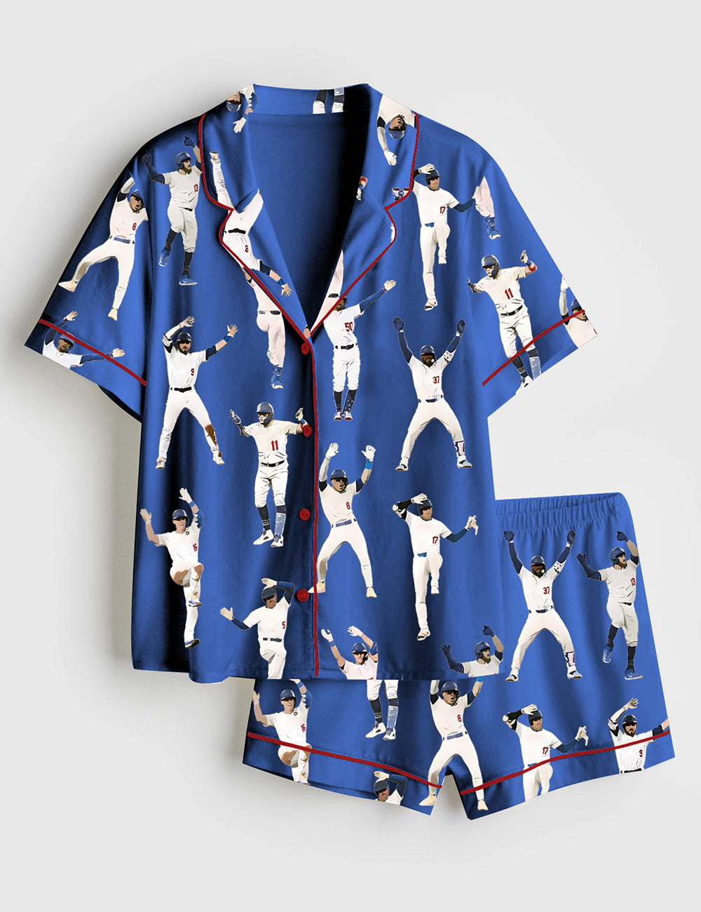 Women's Baseball League Short Sleeve Satin Pajamas Set - Image 2