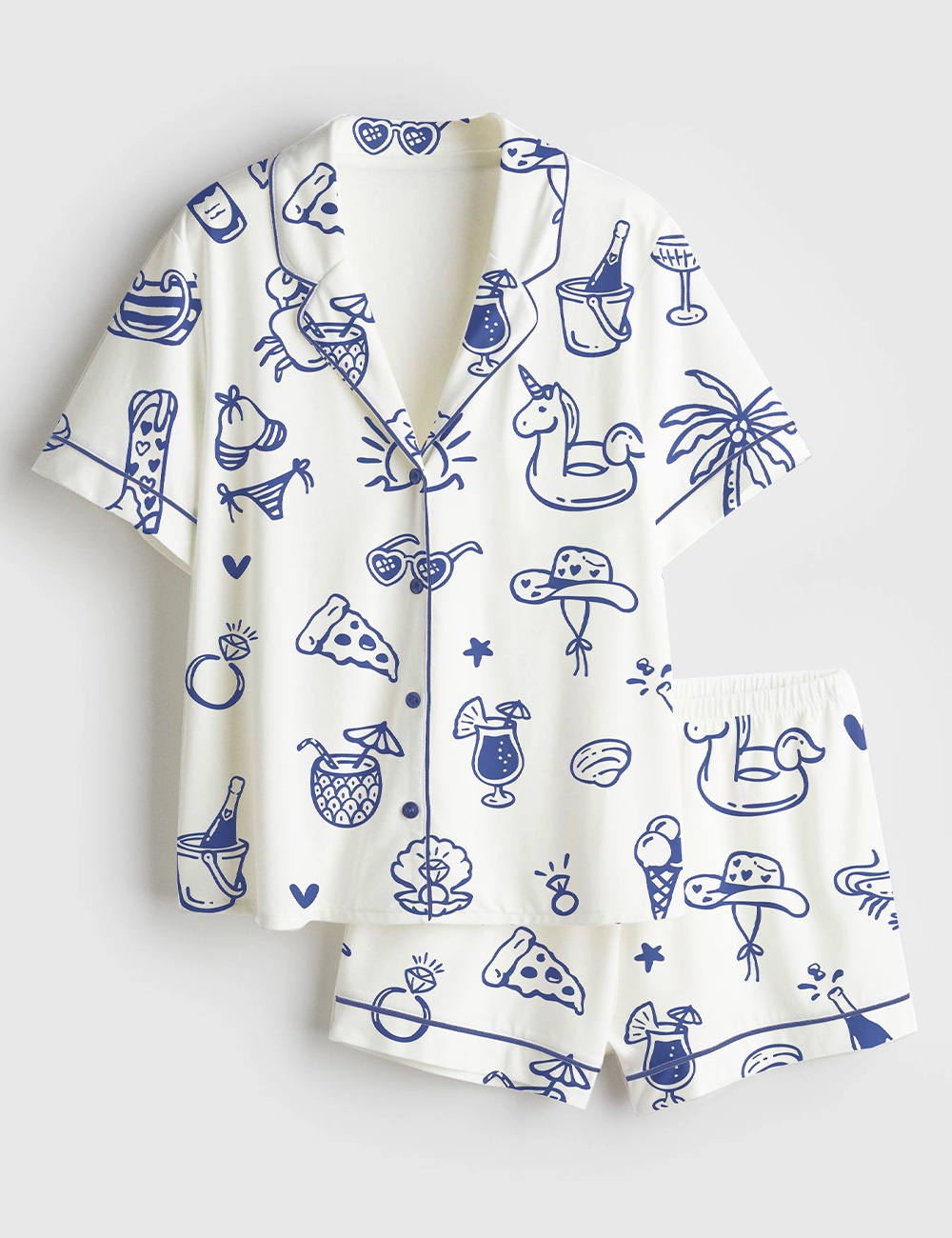 Womenâ€™s Beach Bachelorette Coastal Wedding Short Sleeve Satin Pajama Set