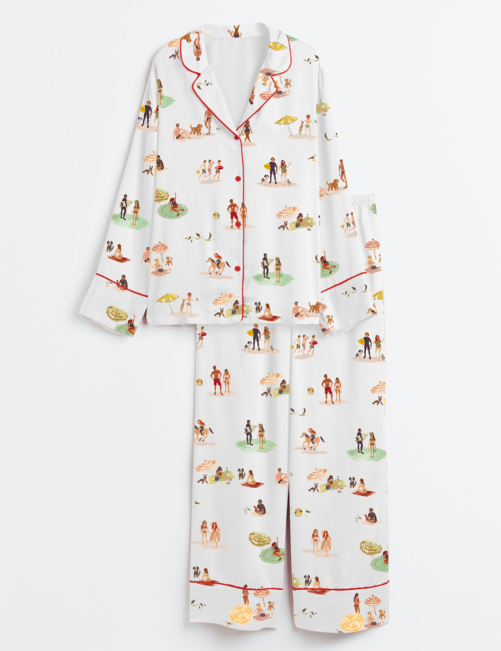 Women's Beach Life Long Sleeve Satin Pajama Set