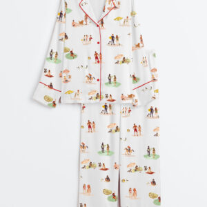 Women's Beach Life Long Sleeve Satin Pajamas Set