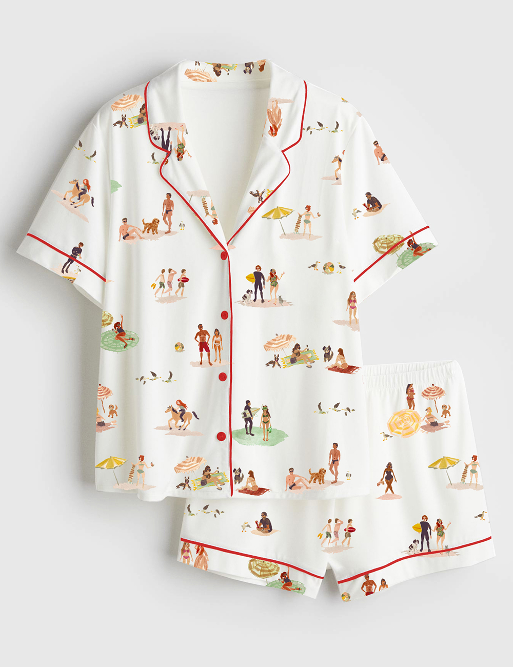 Women's Beach Life Short Sleeve Satin Pajama Set