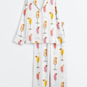 Women's Best Champagne For Mimosas Long Sleeve Satin Pajama Set