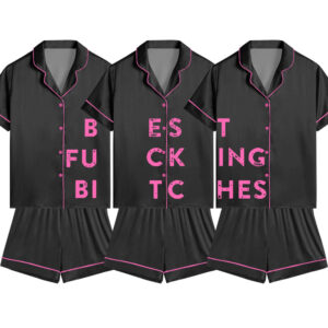 Women's Best Friends Short Sleeve Satin Pajamas Set