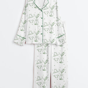 Women's Bikinis And Martinis Bachelorette Long Sleeve Satin Pajama Set